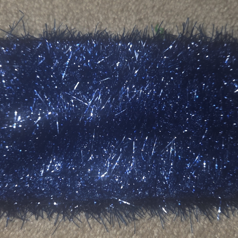 Blue Glitter Faux Fur Makeup Bag
